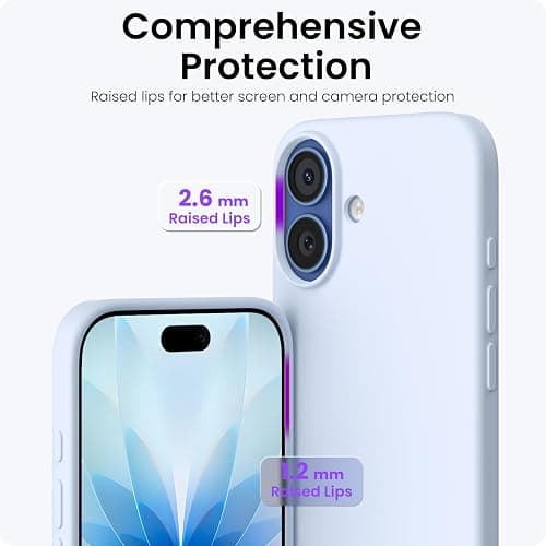 ORNARTO Coque pour iPhone 17 (6,3") - en Silicone Liquide, Protection Antichoc Complète, Intérieur Doux en Microfibre - Bleu Clair thumbnail 4