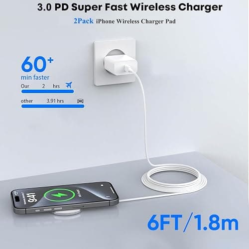 [Apple MFi Certified]Magnetic Wireless iPhone Charger Magsafe Charger,6FT 15W Fast Phone Charging Pad Wireless Magnetic Charge for iPhone 17/17Air/16 Pro Max/16 Plus/15 Pro Max/14/13/12/AirPods3/2/Pro thumbnail 3