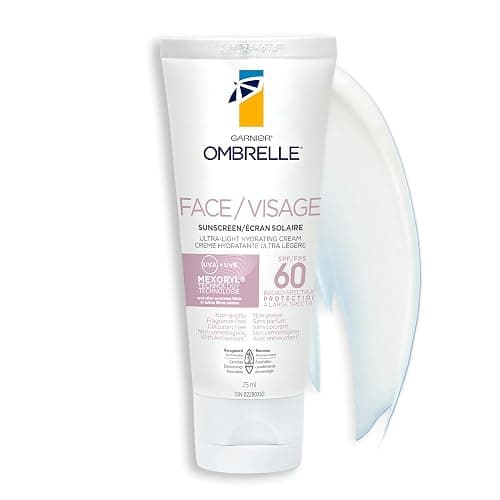 Garnier Ombrelle Ultra Light Face Sunscreen Lotion SPF 60, Broad Spectrum UVA/UVB Very High Protection, For Sensitive Skin, Travel size, Non-Greasy, Non-Sticky, Water Resistant, 75ml - Image 1