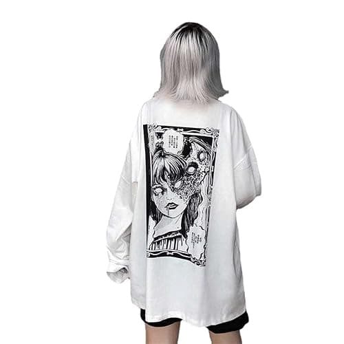 Gothic Cartoon Horror Graphic T-Shirt Women Character Print Loose Punk Japanese Pullover Top Harajuku Street Tees … thumbnail 5