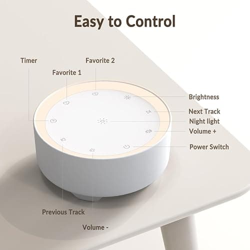 Kipcush Sound Machine & Night Light for Adults, Baby, Kids. White Noise Machine with 20 Soothing Sleep Sounds. Small Size & Portable Design for Bedroom, Office, Travel. Favorites Buttons, Timer - White - Small thumbnail 6