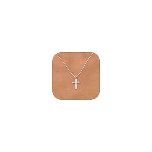 KINHOPI Cross Necklace for Women - 14K Gold/White Gold Plated Simple Dainty Diamond Cross Pendant Necklace with Cubic Zirconia Jewelry Gift For Her thumbnail 2