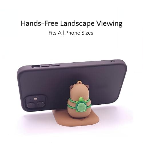 HomeCozi Capybara Phone Stand (Turtle Backpack) - Sturdy Universal Holder for Smartphones, iPhone & Android - Cute Animal Desk Accessory, Novelty Kawaii Decor Gift for Capybara Lovers thumbnail 3