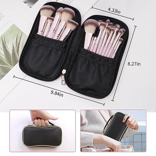 22 Pcs Makeup Brushes Set, MAGEFY Professional Makeup Brushes Wooden Handle Cosmetics Brushes Foundation Concealer Powder Face Eye Make up Brushes Kit(Pinkgold) thumbnail 3