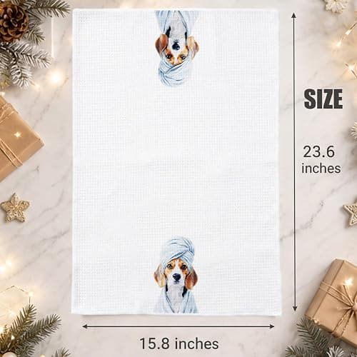 ZUZIMIRA Beagle Dog Gifts Decoration Towels for Washroom Toilet, Beagle Waffle Weave Bathroom Towels for Dog Lover thumbnail 3