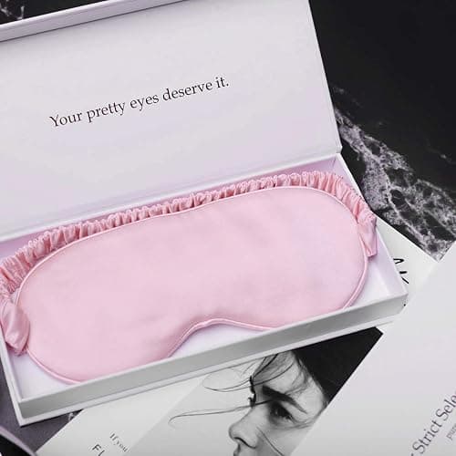 Silk Sleep Mask Light Blocking Luxury 100% Mulberry 19mm Silk Eye Mask Eye Cover Blindfold Ultra Soft Light & Comfy Anti Aging Skin Care with Travel Bag Gift Package thumbnail 7