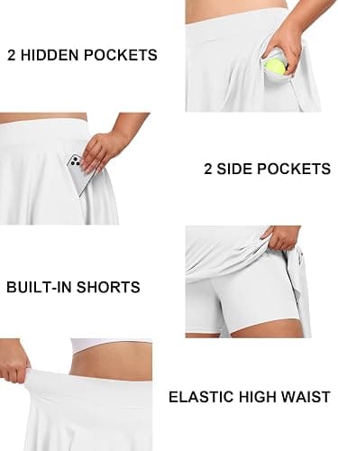 Moon Wood Plus Size Knee Length Golf Skirts for Women 20" High Waisted Athletic Tennis Skorts for Travel Daily thumbnail 4
