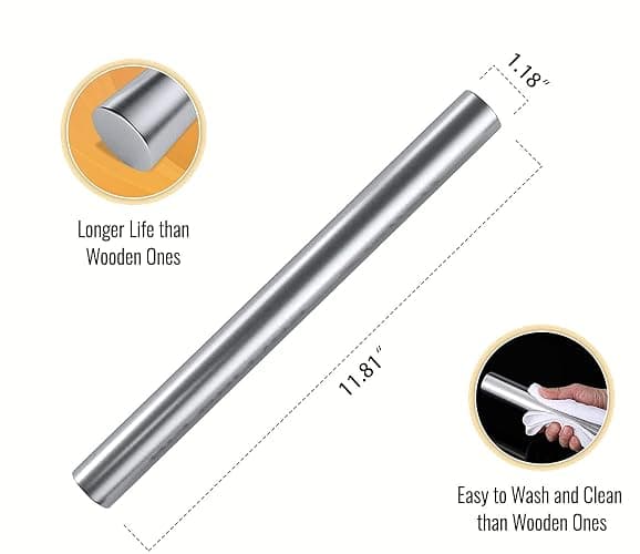 Stainless Steel Cutting Board with Lip, Extra Large Stove Top Chopping Board Pastry Board Kneading Board Noodle Boards 32”x 20” with Rolling Pin thumbnail 2