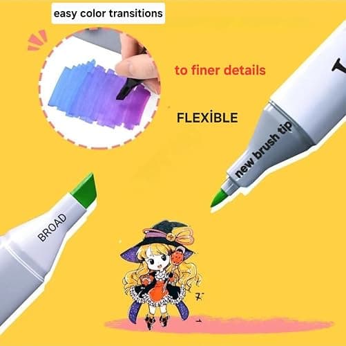 Professional 168 Color Marker Set – Dual Tips brush & Chisel Alcohol-Based Art Pens for Artists, Kids, Students, Adult Coloring & Manga Drawing ıllustration,fashion,art for begginer and professional thumbnail 3
