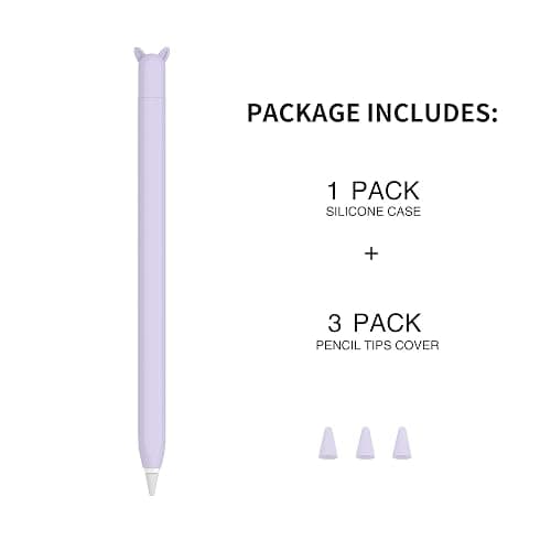 Cute Ear Case Silicone Skin Cover for Apple Pencil 2nd Generation, and Protective Nib Cover Accessories Compatible with iPad Pro 11 12.9 inch,Purple thumbnail 7