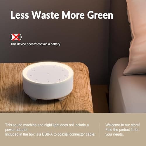 Kipcush Sound Machine & Night Light for Adults, Baby, Kids. White Noise Machine with 20 Soothing Sleep Sounds. Small Size & Portable Design for Bedroom, Office, Travel. Favorites Buttons, Timer - White - Small thumbnail 2