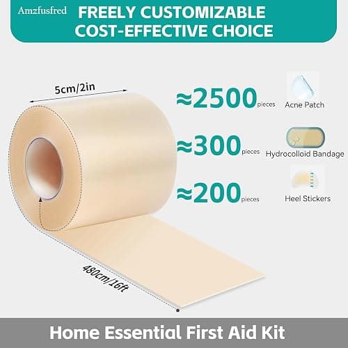 New Version Hydrocolloid Roll,2in*16ft Hydrocolloid Bandages for Wound Care,Medical-Grade Hydrocolloid Patch Bandages with Self-Adhesive, Flexible & Waterproof DIY Size & Shape (16FT) thumbnail 2