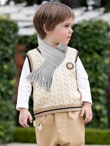 BEARUN Kids Knit Scarf Winter Fashion Solid Color Toddler Baby Scarves Neck Warmer Tassel Scarf for Boys Girls thumbnail 6