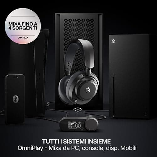 SteelSeries Arctis Nova Pro Omni - Cuffie wireless Hi-Res, 96kHz/24bit, ANC, Mic ClearCast Pro, Filtro antirumore IA, App mobile, Mix 2,4GHz + BT, OmniPlay PC+PlayStation+Xbox - Grafite thumbnail 3