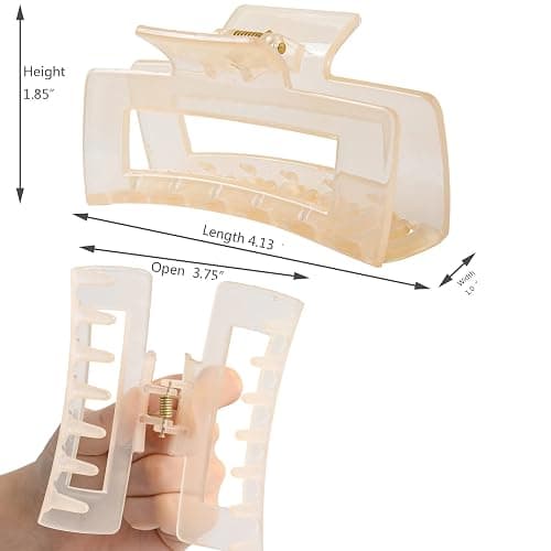 Kitiin Beige Hair Claw Clips for Thick/Fine/Thin Hair,Strong holding teeth interlocking Women Jaw Clips for Hair 3 Count In set(Jelly Beige) thumbnail 4