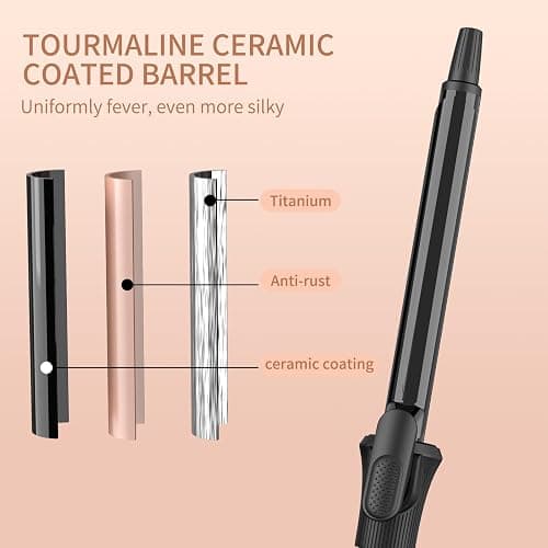 3/4 Inch Curling Iron with Clipped Tourmaline Ceramic Barrel Professional 0.75Inch Hair Curler up to 450°F Dual Voltage for Traveling 60 Mins Auto Off Suit for Different (Black, 0.75 Inch) thumbnail 4