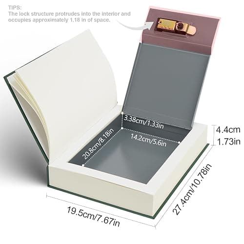 UWILLION Large Decorative Book-Shaped Lockable Storage Box with Combination Lock, Home and Office Organizer for Small Personal Items, Evergreen Stories, 10.82 x 7.67 x 1.77 Inches thumbnail 3