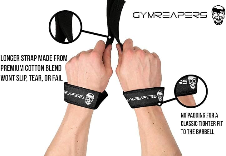 Gymreapers Lifting Wrist Straps for Weightlifting, Bodybuilding, Powerlifting, Strength Training, & Deadlifts - Padded Neoprene with 18 inch Cotton thumbnail 2