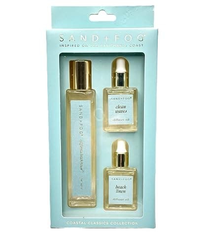 Sand and Fog Coastal Collection California Beach House Essential Oil Set, 4 Pieces, 0.5 Fl Oz, Glass Bottles, Made with Essential Oils, Clear, for Aromatherapy - Image 1