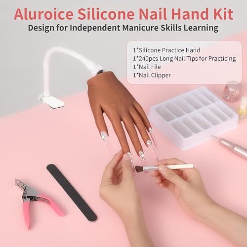 Silicone Practice Hand for Acrylic Nails: Soft Touch Liquid Silicone - Flexible Realistic Nail Mannequin Hand Practice for Training (BROWN) thumbnail 3