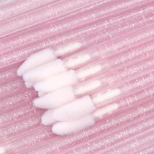 G2PLUS 100PCS Glitter Crystal Lip Brush, Disposable Lip Brushes, Lip Gloss Applicators,Lip Gloss Wands Applicator Perfect Makeup Tool Kits (Pink) thumbnail 4