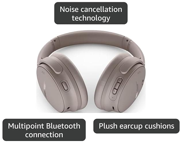 Bose QuietComfort Headphones - Wireless Bluetooth Headphones, Active Over Ear Noise Cancelling and Mic, USB-C Charging, Deep Bass, Up to 24 Hours of Playtime, Sandstone thumbnail 3
