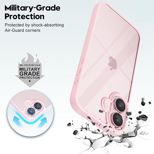 LoeoeL for iPhone 17 Case Clear, Transparent Hybrid iPhone 17 Phone Case [Hard Plastic & Soft Silicone Bumper] Acrylic Non Yellowing Thin Slim Protective Cover for Women, Light Pink thumbnail 6