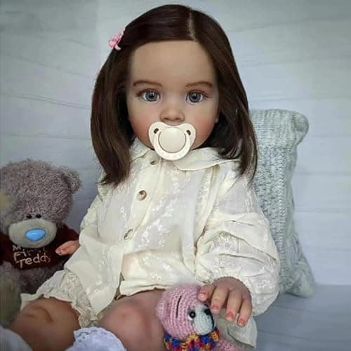 Anano Reborn Baby Dolls Realistic Girl Pippa, 26 Inch Realistic Newborn Reborn Toddler Dolls Soft Cloth Body Eyes Open Hand Rooted Hair Birthday Gift for Kids Age 3+ thumbnail 4