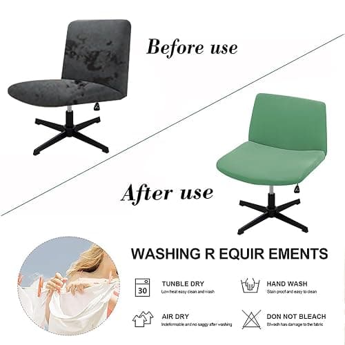 WYLEBER Stretch Armless Chair Covers,Swivel Criss Cross Chair Covers Slipcovers,Mid Back Wide Seat Office Desk Accent Chair Cover for Offices,Bedrooms,Dressers(Dark Green) thumbnail 3