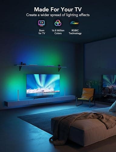 Govee RGBIC Light Bars, 15 Inches WiFi TV Backlight Suitable for 45-70 inch TVs, Smart Light Bars with Multiple Placement Options, Work with Alexa and Google Assistant, White thumbnail 2