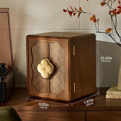 Wenseny Lockable Walnut Jewelry Box with Key, 5-Layer Jewelry Storage Box | for Necklaces, Rings, Earrings & Bracelets - Ideal for Birthdays, Anniversaries & Christmas thumbnail 7
