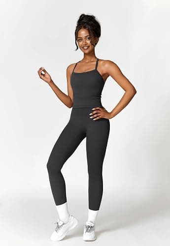 QBGJTD Womens Workout Sets Two Piece Cross Back Tank Top Matching High Waist Leggings Sets Gym Outfits Work Out Clothes thumbnail 2