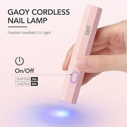 GAOY Handheld UV Light for Gel Nails, Mini Nail Lamp, Portable Cordless Rechargeable, Fast Curing, Octagon Pink thumbnail 2