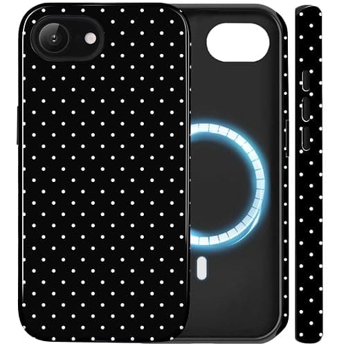 Amzfield for iPhone 16e Case Compatible with Magsafe Cute Polka Dot Aesthetic Magnetic Design Women Girls Fall Chic Girly Pretty Dual Layer Hybrid Protection Elegant Case for iPhone 16 e, Black - Image 1