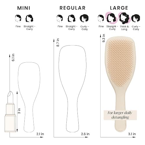 Tangle Teezer Large Ultimate Detangler Hairbrush for Wet & Dry Hair, Eliminates Knots & Reduces Breakage for Long, Thick, & Curly Hair Types, Vanilla - Vanilla thumbnail 7