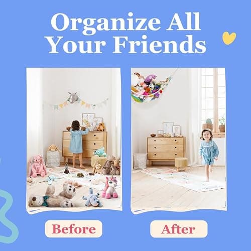 Lilly's Love Stuffed Animal Hammock | Corner Hanging Organizer, Toy Storage, Stuffed Animal Storage Net | Made from Quality Fishing Net, Holds 12lbs | 67"x47"x47" (White, 2 Pack) thumbnail 3