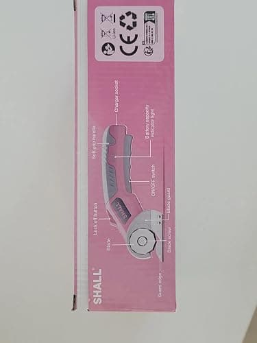 SHALL 4V Cordless Electric Scissors, Rechargeable Cardboard Cutter, Rotary Electric Box Cutter w/Safety Lock, LED Light & Replacement Blade for Fabric, Leather, Carpet, Cardboard & Plastic, Pink/Grey thumbnail 11