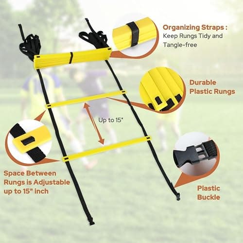GHB Pro Agility Ladder Agility Training Ladder Speed 12 Rung 20ft with Carrying Bag thumbnail 3