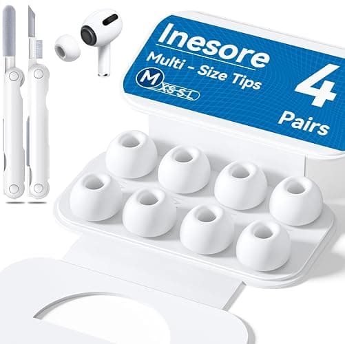 Replacement Ear Tips for AirPods Pro 2nd/1st Generation with Portable Storage Box & Cleaner Pen,Noise Reduction Holewith & Built-in dust Guard Screen,Silicone Ear Tips -M/Size 4 Pairs - Image 1