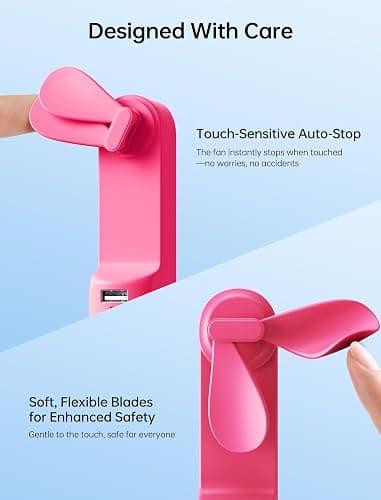 JISULIFE Handheld Mini Fan, 3 IN 1 USB Rechargeable Portable Fan [12-19 Working Hours] with Power Bank, Flashlight, Pocket Design for Travel/Summer/Concerts/Lash, Gifts for Women (Fuchsia) thumbnail 7