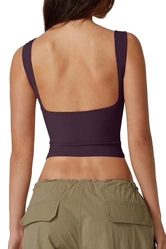QINSEN Women's Sexy Open Back Sleeveless Crop Tank High Neck Slim Fit Cropped Tee Shirt Y2k Tops - Image 1