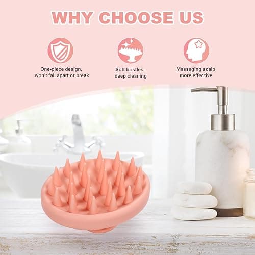 Meartchy Silicone Scalp Massager, Scalp Scrubber for Hair Growth with Soft Bristles, Scalp Exfoliator Brush Dandruff Removal Shampoo Brush for Wet Dry Scalp Care (Pale Pink) thumbnail 5