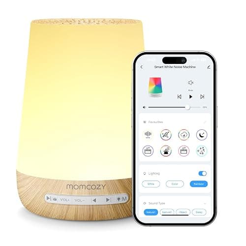 Baby Sound Machine, Momcozy White Noise Machine for Baby Sleeping with Night Light, Toddler Sleep Trainer with 34 Soothing Sounds, Timer, App Remote Control, Personal Sleep Routine(Wood Grain) - Image 1