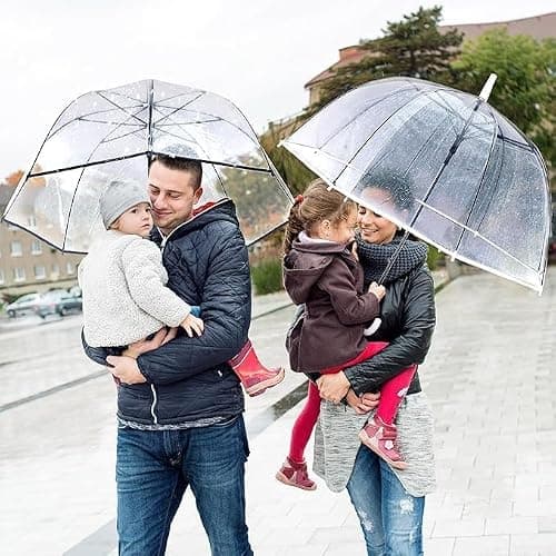 Klare Luftblase Regenschirm Rainproof Canopy Klare Regenschirme für Erwachsene,Perfekt für Hochzeiten Graduierung Foto - J Hook Griff automatisch öffnen thumbnail 7