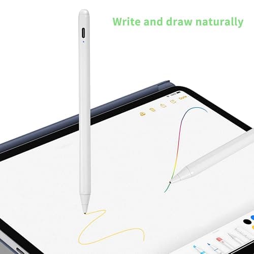 Electronic Stylus for iPad 5th Generation 9.7" 2017 Pencil,Type-C Rechargeable Active Capacitive Pencil Compatible with Apple iPad 5th Gen 9.7-inch Stylus Pens,Good on iPad Drawing Pens,White thumbnail 3