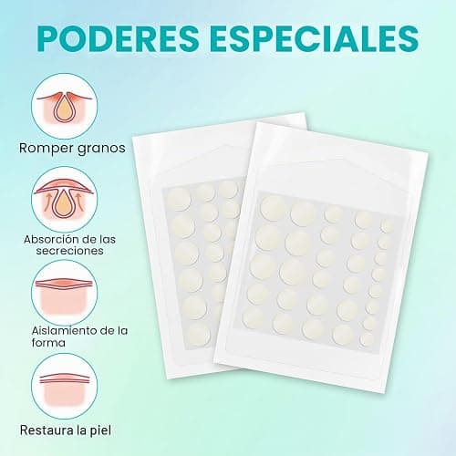 Parches Granos Acné Pimple Patches Hidrocoloide Invisibles 264 piezas | Versión día y noche Ácido salicílico y aceite de árbol de té absorbentes e impermeables 5 TAMAÑOS thumbnail 2