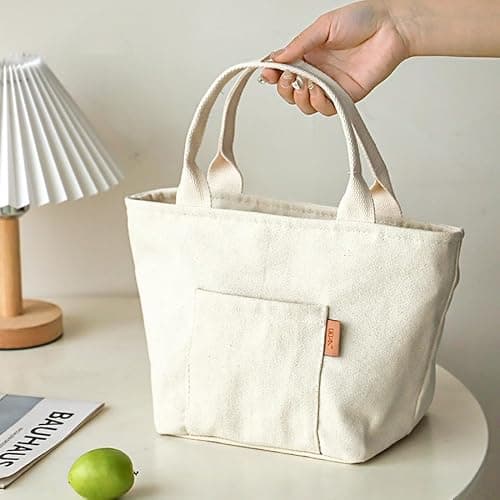 Women Lunch Tote, Reusable Lunch Bag for Men Adult Work School Travel, Reusable Leakproof Tote, Insulated Lunch Bag (1pcs Beige) - Image 1