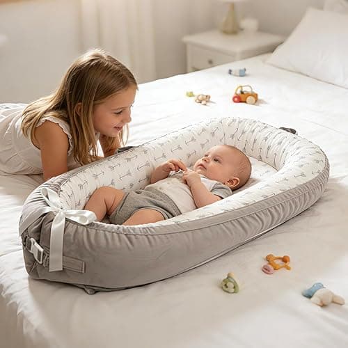 Baby Lounger | Organic Cotton Infant Floor Lounger | Reversible, Adjustable & Portable | 2 Assorted Promotional Colors (Gray Arrow & White Arrow) - Random Delivery, Please Confirm Before Ordering thumbnail 2