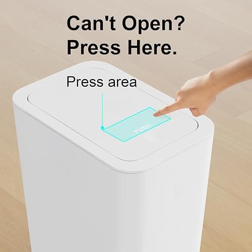 N. NETDOT 3 Pack 10L / 2.6 Gallon Small Trash Can with Lid, Bathroom Garbage Can with Pop-Up Lid, Waste Basket for Bathroom, Kitchen, Bedroom, Powder Room, Craft Room, Office, College (Off White) thumbnail 4