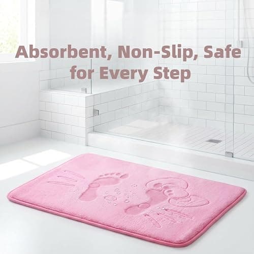 Cute Cartoon Pink Area Rugs for Bedroom Living Room Bathroom Rugs Bath Mat Door Mat Super Soft Memory Foam Design Non Slip and Absorbent 15.75 x 23.62 Inch thumbnail 3